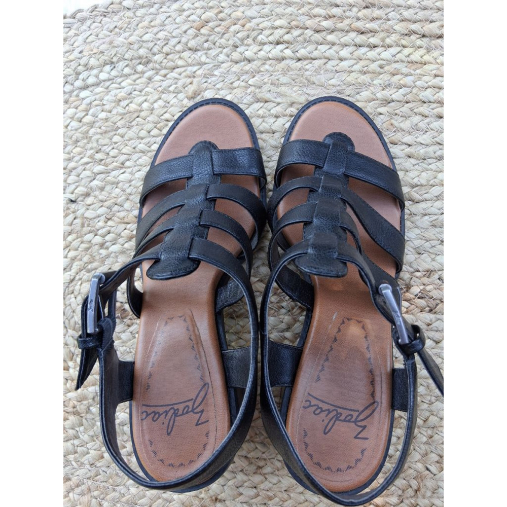 Zodiac Boho Black Tan Block Heel Gladiator Sandals US 8 Festival Summer - Picture 5 of 15